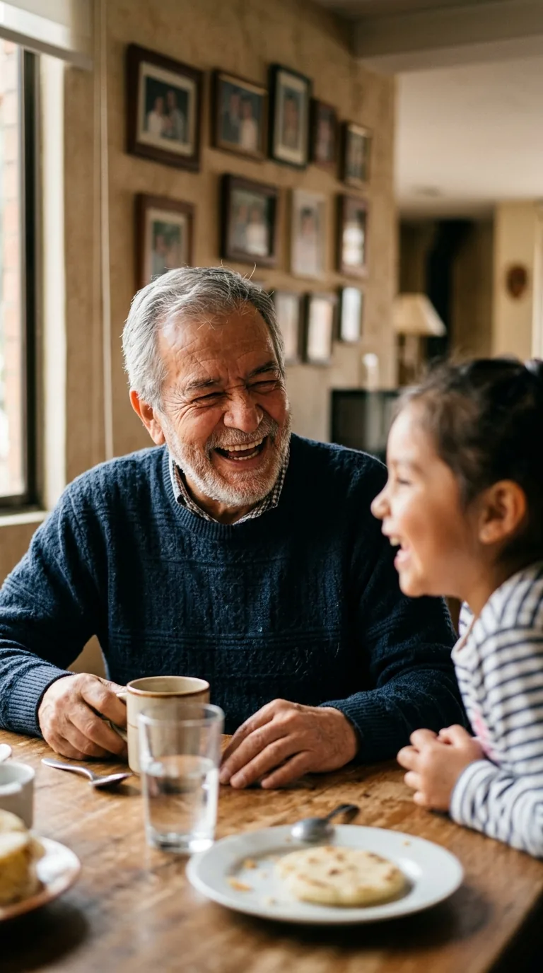Abuelo riendo con su nieta